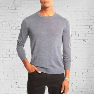 Michael Kors Extrafine Merino Wool Crew Neck Sweater in Ash Melange Grey - Sz L